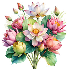 Fototapeta premium watercolor floral bouquet illustration lotus