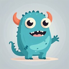 Fototapeta premium simple flat illustration of cute funny monster cartoon