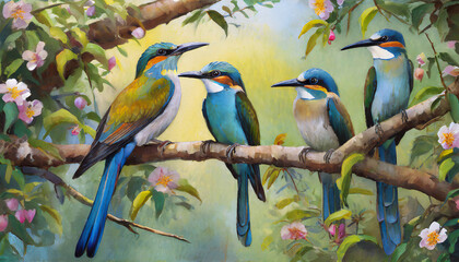 Fototapeta premium Birds, branch