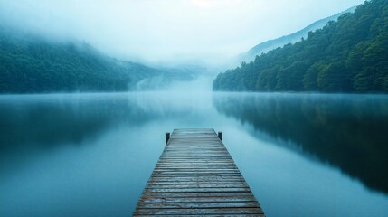 Fototapeta premium a dock in the middle of a body of water