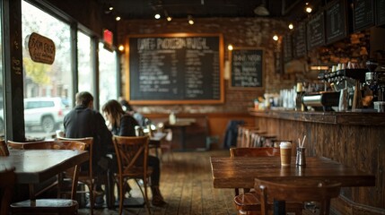 two people sitting at a table in a restaurant