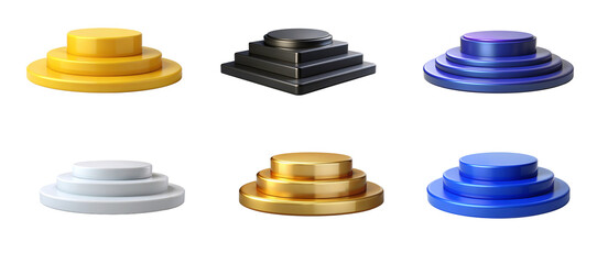 3D Podium Isolated on Transparent Background for Design