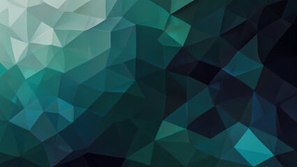 abstract illustration of a background dominated by overlapping polygons in various shades of blue and green