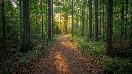 Obraz premium a dirt path in the middle of a forest