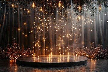 Obraz premium Enchanting Wedding Podium Under Twinkling Lights