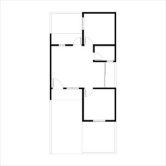 Black and White floor plan of a modern unfurnished house for your design. Suburban house vector blueprint. Architectural background.