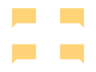 ミニマルな長方形吹き出しセットA：カクカク下付き黄色