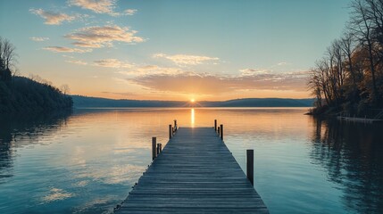 Obraz premium a dock that is sitting in the middle of a lake