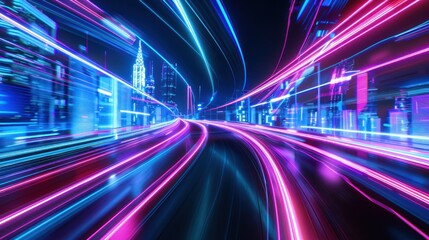 Neon Cityscape: A Futuristic Perspective of Urban Lights