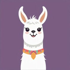 simple cute llama cartoon illustration