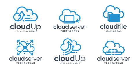 set bundle logos cloud icon set vector illustration.
