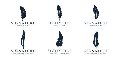 creative logos of signature quill feather pen inspiration.