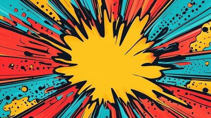 Fototapeta premium Abstract Comic Book Explosion with Yellow, Red, and Blue Colors