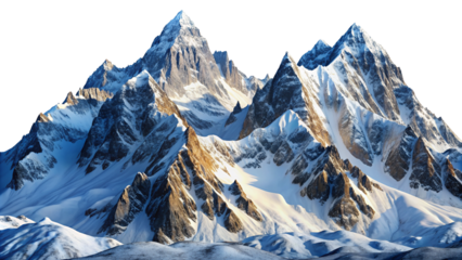 Majestic Snowy Mountains Isolated for Graphics on Transparent Background