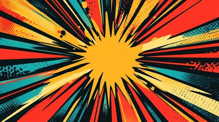Fototapeta premium Abstract Comic Book Style Explosion with Radial Lines and Bright Colors