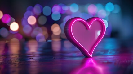 Neon Heart with Bokeh Lights