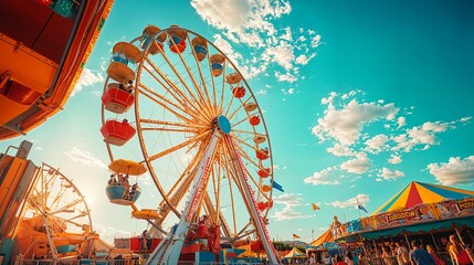 a ferris wheel at an amusement park during the day