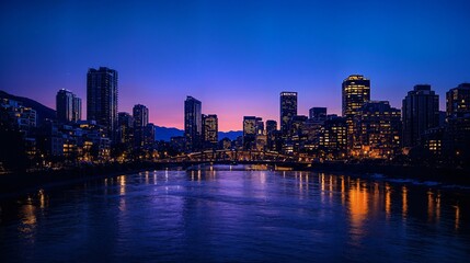 a view of a city at night from across the river