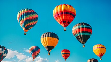 Obraz premium a group of hot air balloons flying in the sky