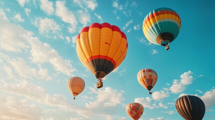 Obraz premium a group of hot air balloons flying in the sky