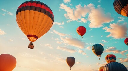 Fototapeta premium a bunch of hot air balloons flying in the sky