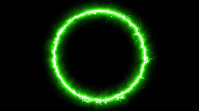 Green circle lights animation, technology background, abstract geometric video motion, circle loop graphics