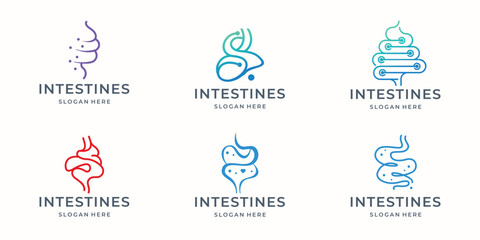 Fototapeta premium minimalist logo set of intestine organ human design vector illustration.