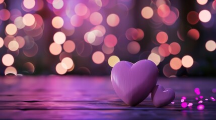 Purple Hearts with Festive Lights