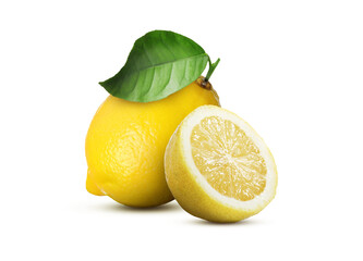 Fresh ripe lemon fruits isolated on white