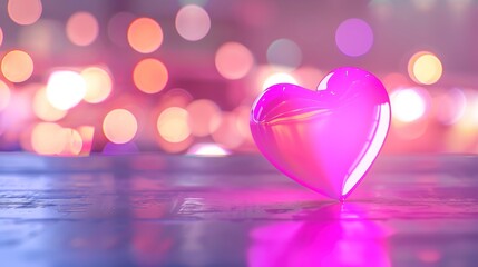 Shiny Heart with Blurred Bokeh Lights