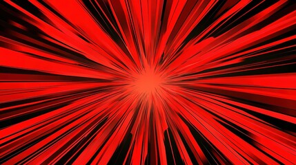 Abstract Red and Black Lines Converging at a Central Point