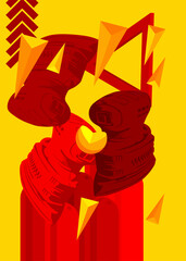 Electric Sander geometrical graphic retro theme background. Minimal geometric elements. Vintage abstract shapes vector illustration.