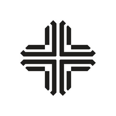 This is a simple flat logo in black color that depicts a medical health cross on a white background