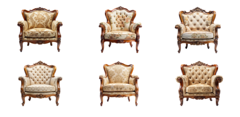 Elegant Vintage Armchair Isolated for Graphics on Transparent Background