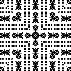 Black and white seamless pattern with abstract shapes. Repeat pattern for fashion, textile design, on wall paper, wrapping paper, fabrics and home decor.