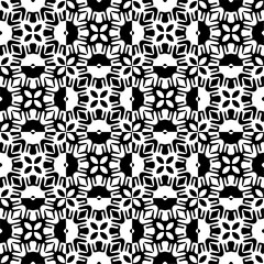 Black and white seamless pattern with abstract shapes. Repeat pattern for fashion, textile design, on wall paper, wrapping paper, fabrics and home decor.