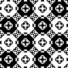 Black and white seamless pattern with abstract shapes. Repeat pattern for fashion, textile design, on wall paper, wrapping paper, fabrics and home decor.