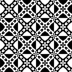 Fototapeta premium Black and white seamless pattern with abstract shapes. Repeat pattern for fashion, textile design, on wall paper, wrapping paper, fabrics and home decor.