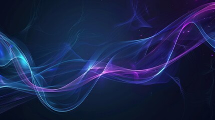 Fototapeta premium Abstract Neon Waves with Glittering Particles