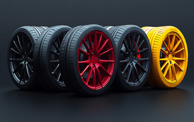 Black Wheel Collection: Soft, Hard, Medium Compound Tyre Icons