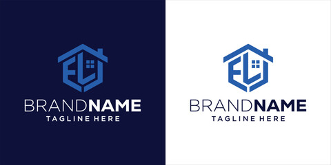 Creative Logo Design Letter ELJ Hexagon House, Design Inspiration, Illustration, Vector