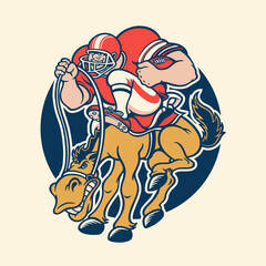 Fototapeta premium Bucking Bronco Horse Football Logo Vector Illustration
