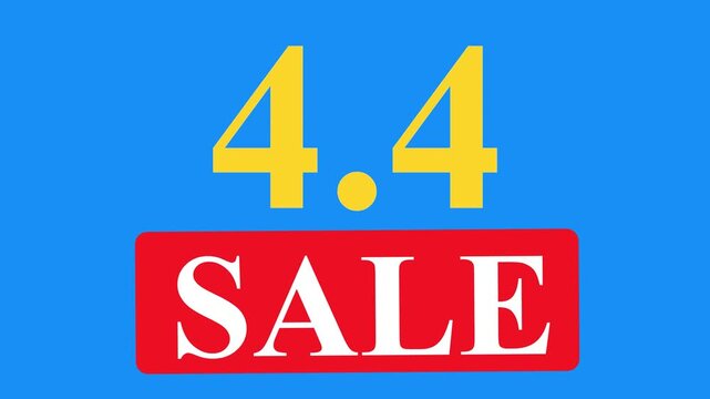 Yellow numbers 4.4 above red word sale, suitable for marketing campaigns, sales promotions, discount announcements, digital advertising, and financial presentations