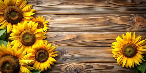 Obraz premium sunflowers on wooden background