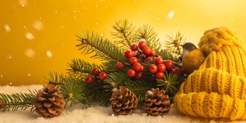 Fototapeta premium christmas background with tree and cones