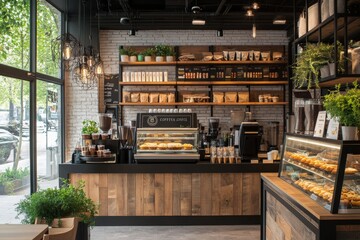 Modern Coffee Shop Interior Design with Rustic Accents