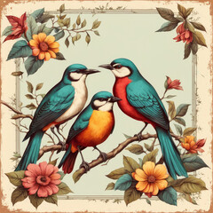 bird on a branch generative IA	