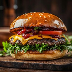 Delicious juicy burgers. The most popular food 