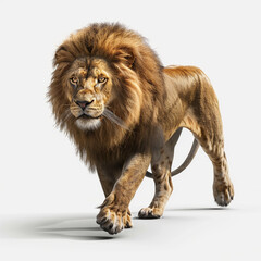 Obraz premium lion animal predator mane wild wildlife nature big cat mammal powerful majestic fierce standing teeth fur 
