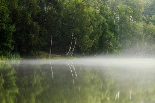 Morning at Lake Radun, surrounded by forests near Wałcz, Poland